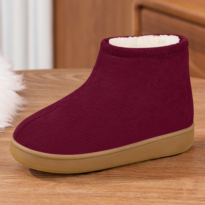 Women's Winter Cotton Shoes with Fleece Lining, Thickened Wool, Closed-Back Cotton Slippers, Non-Slip, Warm Shoes for Elderly Women and Men