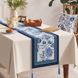 Сине-белый фарфоровый настольный флаг, новая ткань для чайного флага в китайском стиле, длинная полоса посередине обеденного стола, подушка для чайного столика, сервант, журнальный столик, скатерть, чайный флаг
