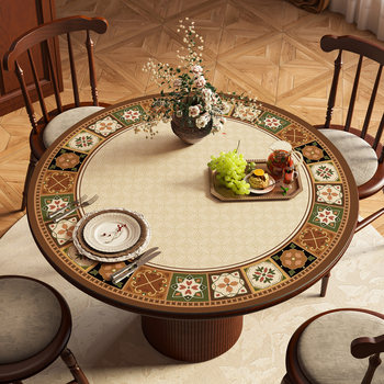 Maillard leather round table mat american waterproof, scald and oil-proof no-wash mat light luxury high-end coffee table round mat Maillard leather round table mat american waterproof, scald and oil-proof no-wash mat light luxury high-end coffee table round mat