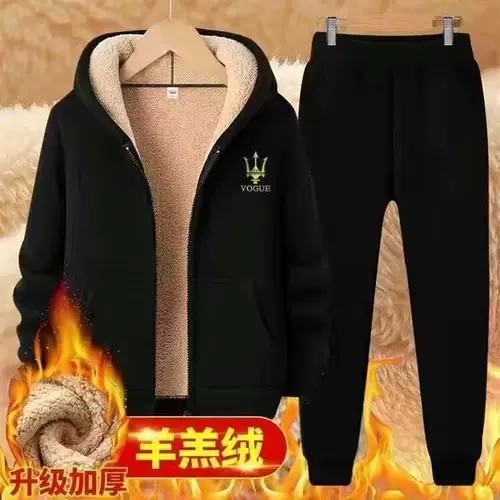 Зимняя мужская толстовка с капюшоном, бархатные джинсы с начесом, куртка, комплект, 2023, оверсайз