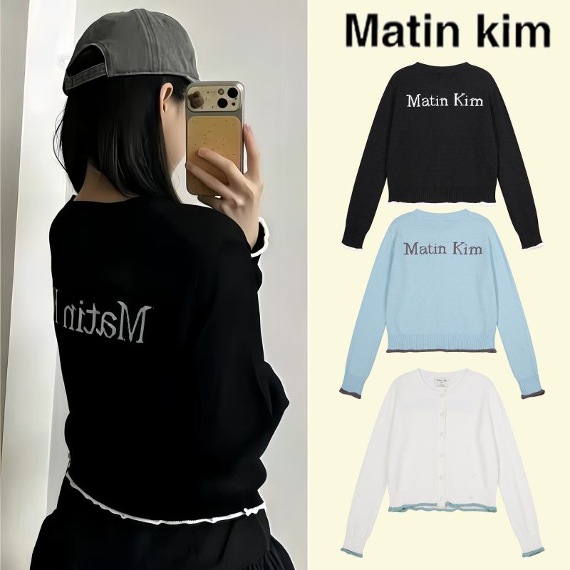 [Official Authentic Product] Matin Kim Button Round Neck Knit Sweater, Same Style as Ning Yizhuo, Matin Kim Sweater for Women