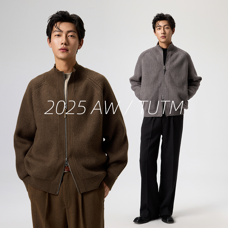 Tutm Men's Clothing [Removable White Duck down Liner] Knitted Sweater Men's Winter Warm Jacket
