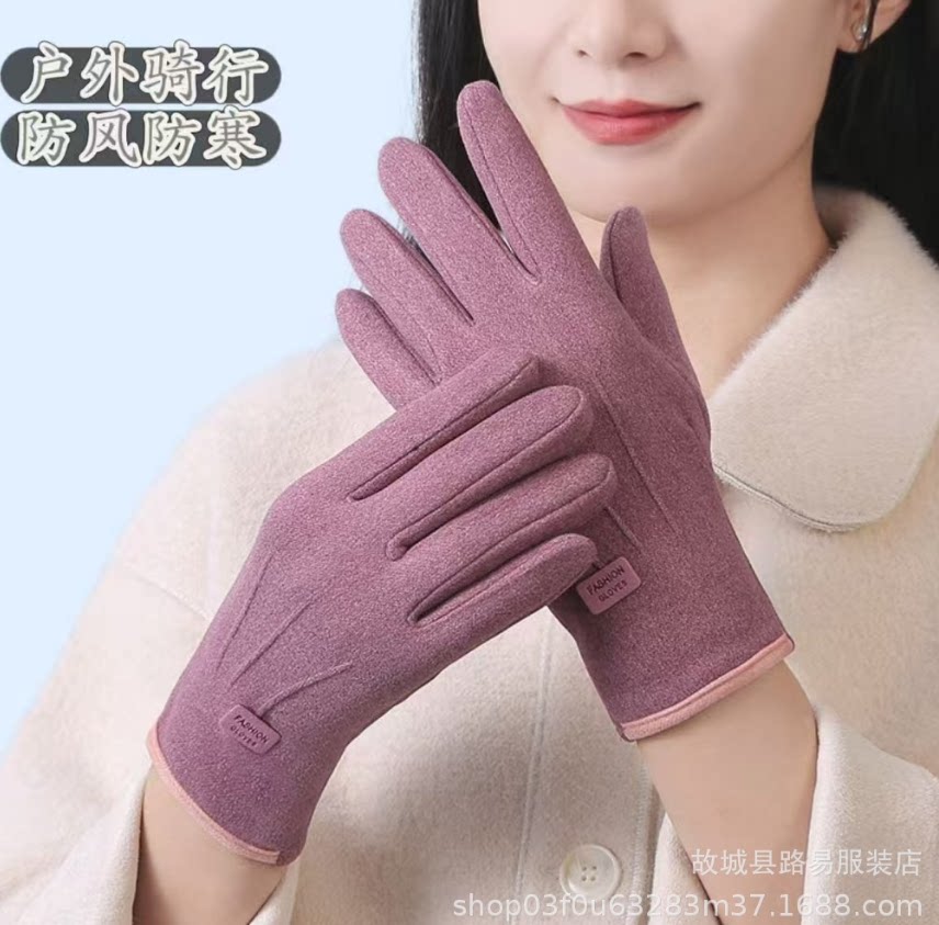 加绒手套男女秋冬季户外骑行防寒厚绒开车自行车保暖手套