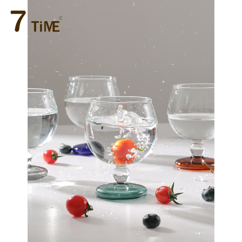 7TiME シンプル ほろ酔い 小型 ワイングラス ハイフット カクテルグラス ビールグラス シャンパングラス ジュース ドリンク ホーム
