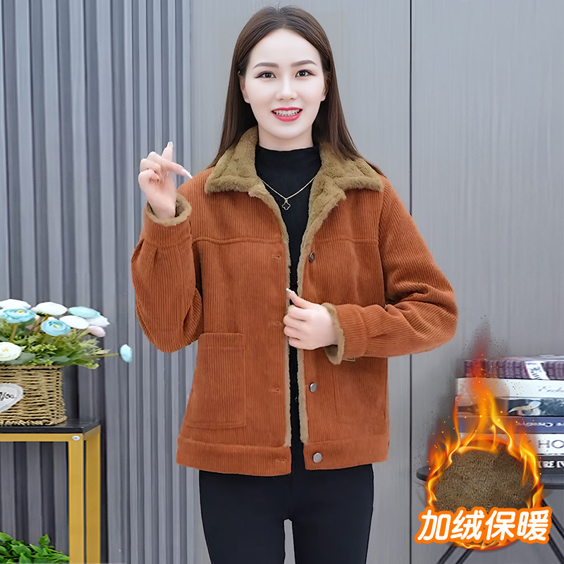 时尚短款保暖外套女士冬季2026今年新款小个子加绒加厚妈妈装上衣