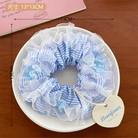 8# Древнее синее кружевное полосатое кольцо для волос