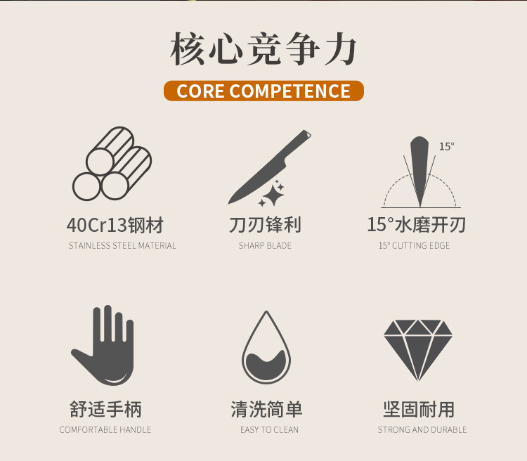 安享好物 安享A级水果刀-快本长款瓜果刀  