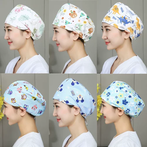 Шляпа медсестры женщины чисто хлопковая круглая шляпа хирургическая операционная шляпа Шляпа Мужская шляпа регулируем