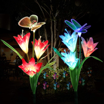 3 Head Led Solar Flower Butterfly Dragonfly Garden Lamp 7 C