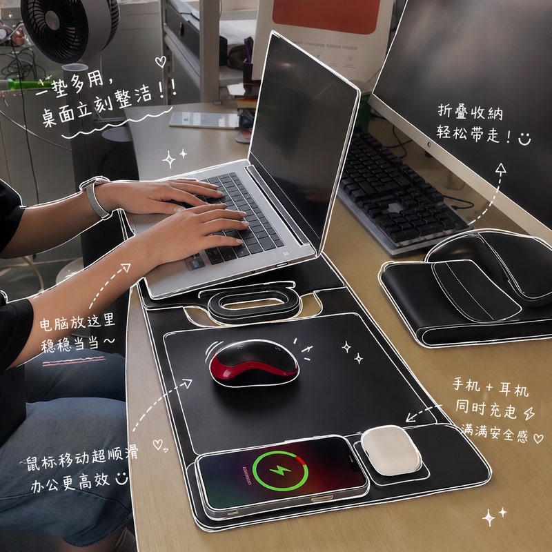 [Back-To-School Essentials] Wireless Charging Laptop Bag, Multifunctional Foldable Computer, Three-In-One Mouse Pad, College Student Bag