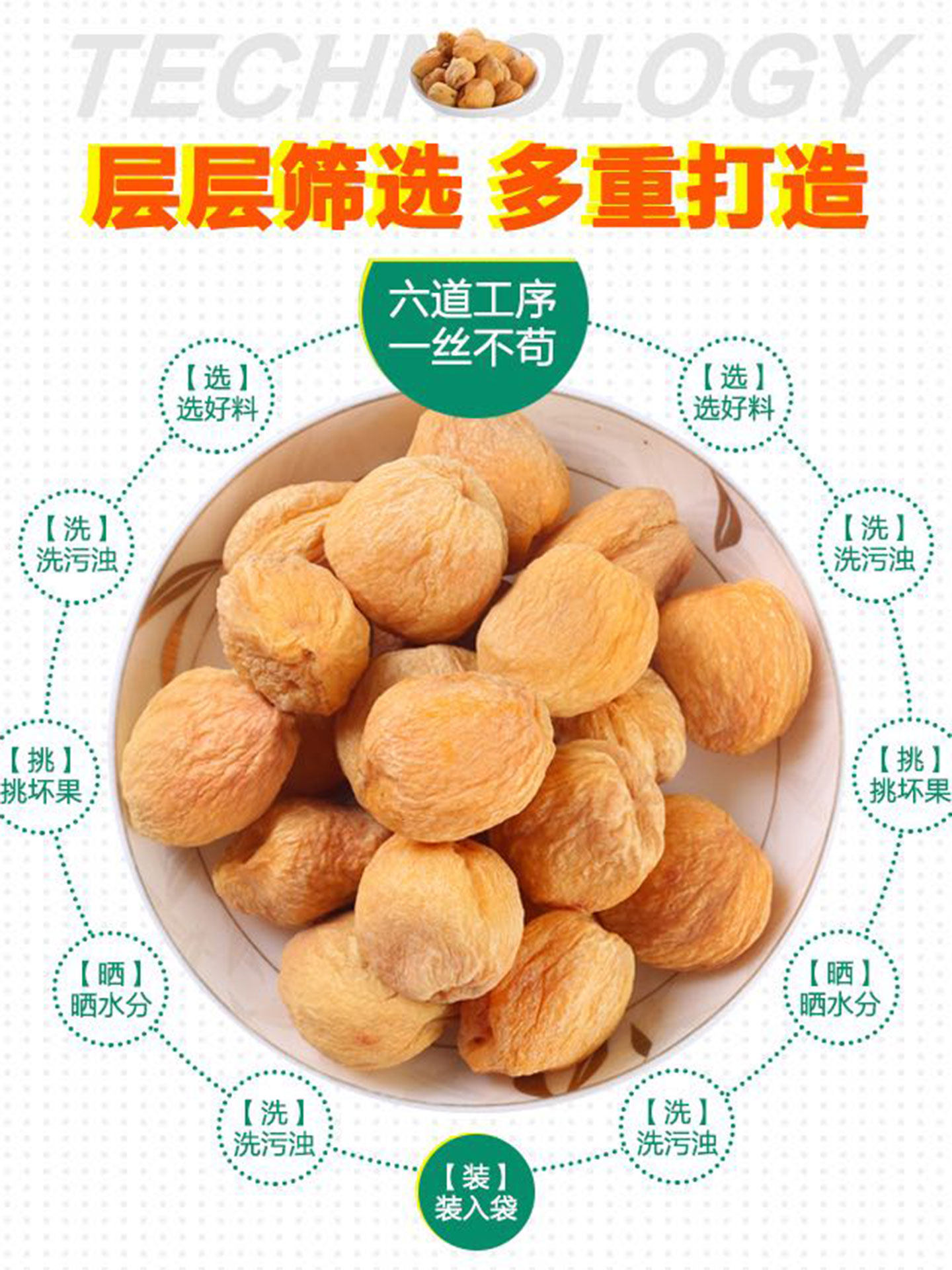 500g Pure Natural Additive-Free Sucrose-Free Xinjiang White Apricot Dried Fruit Original Color Nutritious Apricot Pulp Dried Fruit Snack 100g