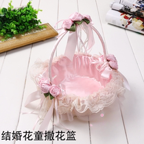 Wedding flower girl scattering flower basket outdoor wedding hand-held flower basket with petals ring wedding holiday party dance basket