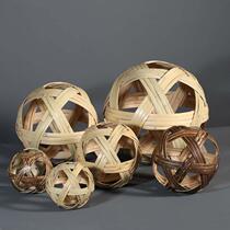 Handmade Cuju ball natural purple bamboo ball bamboo strips embroidery ball props Burmese decoration ancient kindergarten football ornaments