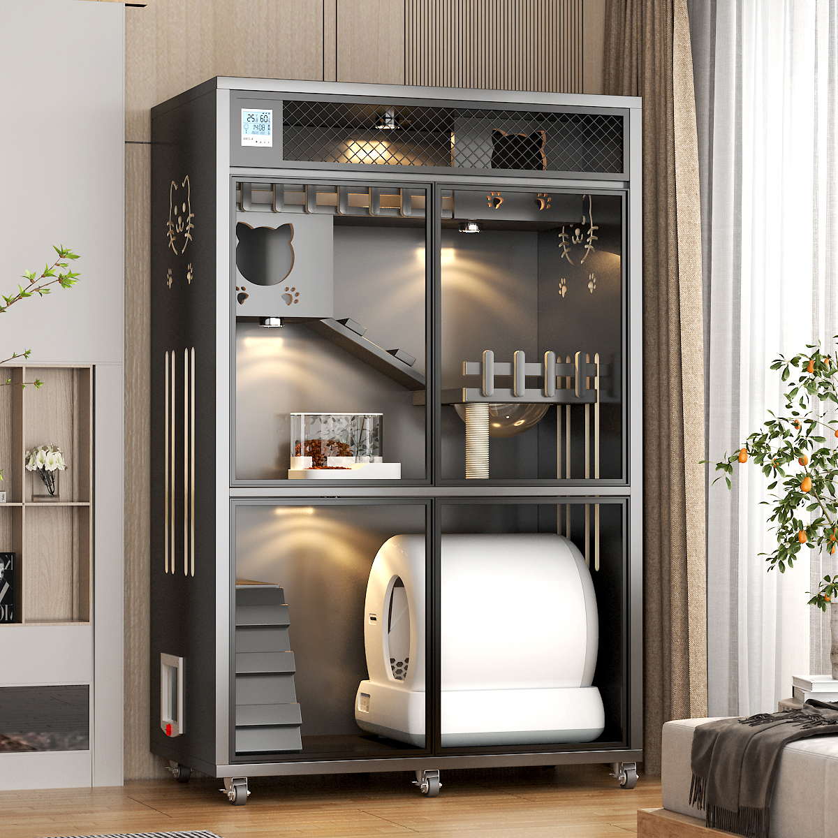 Luxury doesn't cover cat-cage cat villas that can put automatic cat litter basins Cat House Cat House Integrated Home Cat House-Taobao