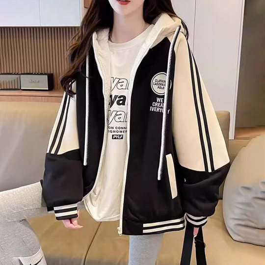 Mädchen-Fleecejacke, Baseballuniform, Sport, Herbst und Winter 2025, neue Kinderjacke, Mädchen-Kapuzenoberteil, Winterkleidung