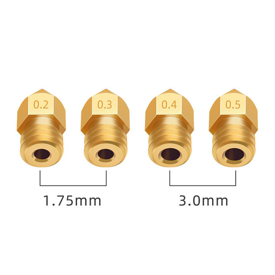 3D printer accessories MK8 nozzle brass nozzle tip with engraving M6 thread 1.75/3.0mmEnder3