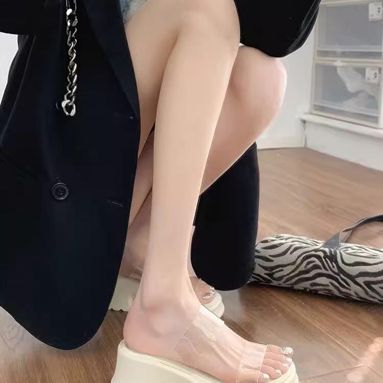 French Style Slip-On Sandals for Women, Summer Outdoor Wear, Chunky Heel, 2025 New Model, Comfortable, Height-Increasing, Wedge Heel, Transparent Sandals French Style Slip-On Sandals for Women, Summer Outdoor Wear, Chunky Heel, 2025 New Model, Comfortable, Height-Increasing, Wedge Heel, Transparent Sandals