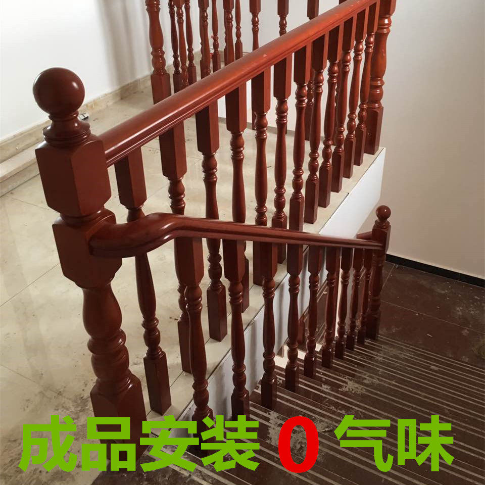 Stair handrail solid wood railing indoor European Chinese Villa wooden bay window balcony guardrail simple modern home