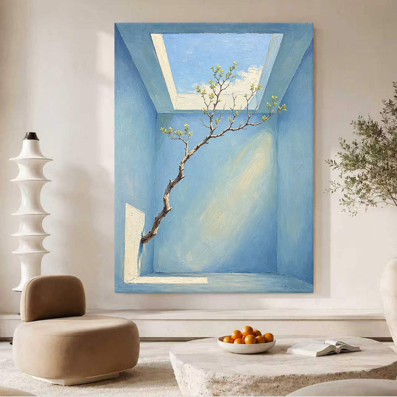 Hand-Painted Oil Painting, Upward Growth, Living Room Sofa Painting, Entrance Hall, Bedroom Background Wall Decoration Painting, Niche Abstract Hanging Painting Hand-Painted Oil Painting, Upward Growth, Living Room Sofa Painting, Entrance Hall, Bedroom Background Wall Decoration Painting, Niche Abstract Hanging Painting