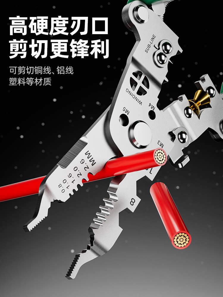 Wire Stripping Pliers, New Multifunctional Pliers for Electricians, Foldable, Industrial-Grade, Wire Stripping, Pen-Type Needle-Nose Pliers