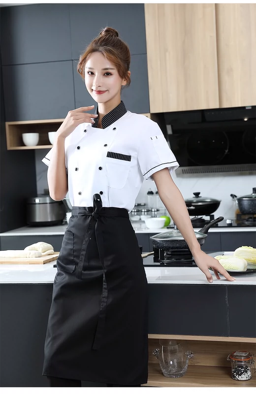 Mùa hè mỏng phần quần áo đầu bếp nam nữ nhà hàng khách sạn bếp đầu bếp áo khách sạn phục vụ nhà bếp tùy chỉnh ngắn tay đồng phục nhà bếp