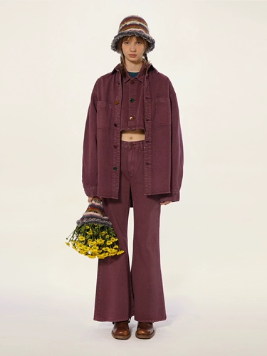 Ретро сиреневые джинсовые высокие штаны-клёш, демисезонные штаны, высокая талия, по фигуре, изысканный стиль