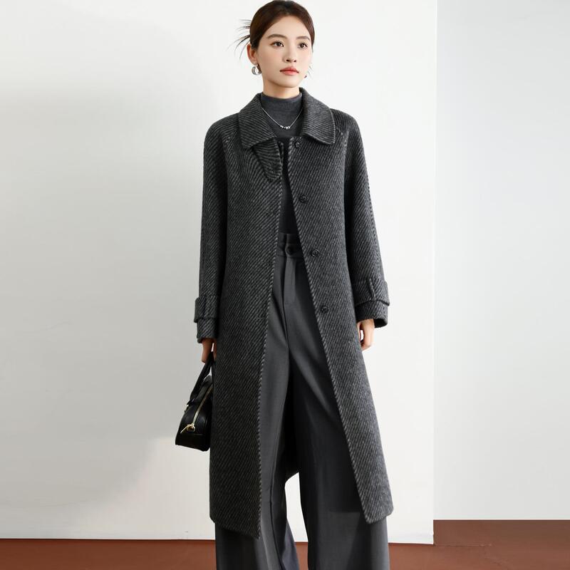High-End New Fashionable Women's Cashmere Coat, Elegant Woolen Outerwear for Mothers, Autumn and Winter Double-Sided Long Coat for Middle-Aged Women High-End New Fashionable Women's Cashmere Coat, Elegant Woolen Outerwear for Mothers, Autumn and Winter Double-Sided Long Coat for Middle-Aged Women