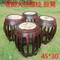 High-end mahogany drum stool Cochin Dalbergia Chinese-style small round stool Laos rosewood drum stool coffee table stool solid wood low stool