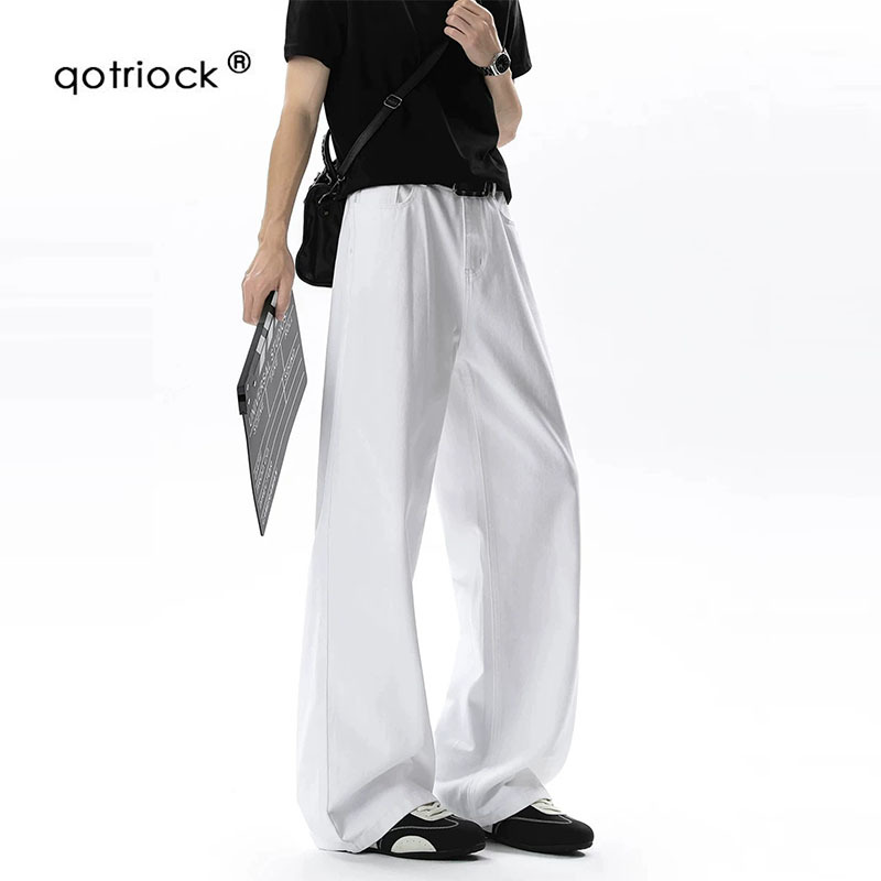 American-Style Cleanfit White Jeans for Men and Women, Autumn Trendy Brand, Loose Drape Casual Pants, Versatile Straight-Leg Long Pants