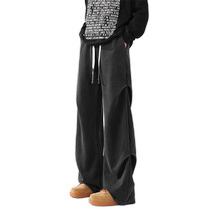 American washed paratrooper sweatpants mens autumn trendy brand retro loose wide-leg pleated sweatpants drapey floor-length long pants