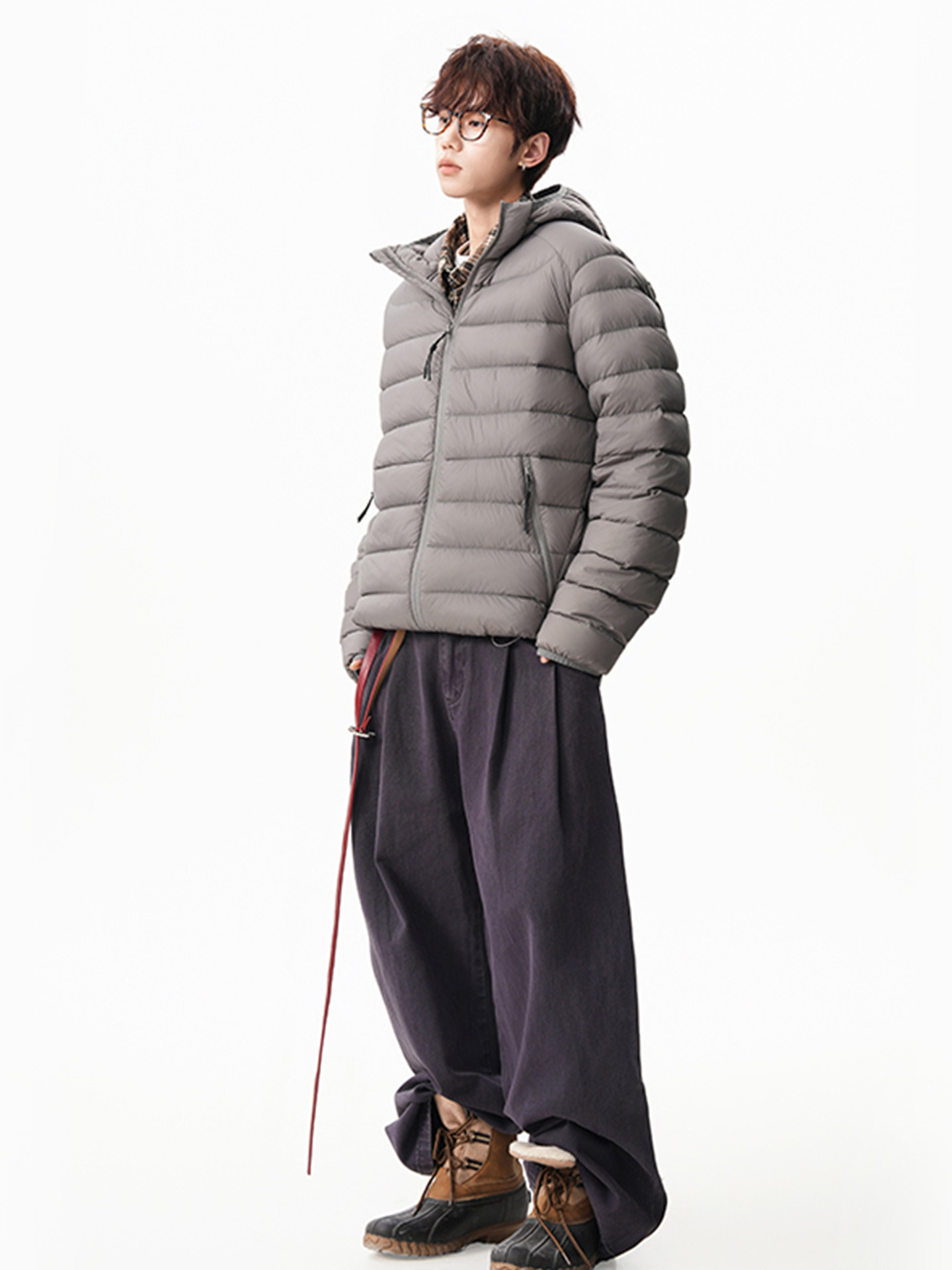 New National Standard Ribbed White Duck down Hooded down Jacket for Men, 2025 Winter New Style, Loose, Warm, Lightweight Couple's Coat