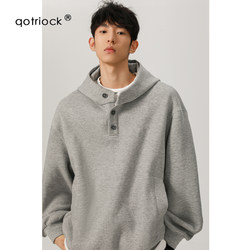 American-Style High-Neck Button-Up Hooded Sweatshirt for Men, 2025 Autumn Trendy Brand, Loose Niche Design, Couple Casual Jacket
