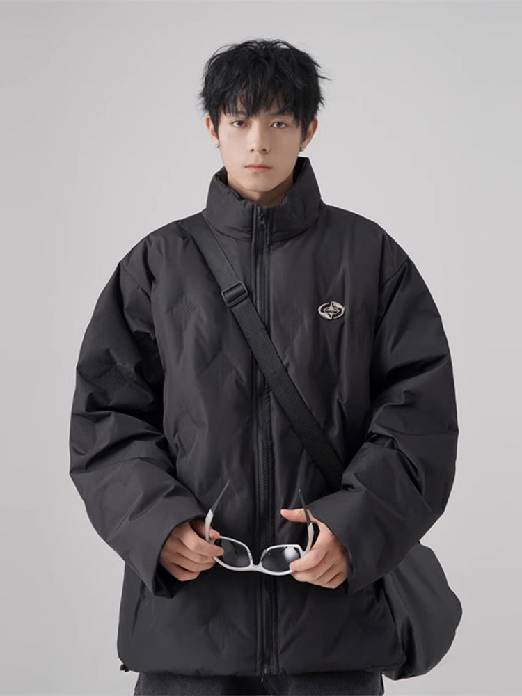 Qotriock White Duck down Stand Collar down Jacket for Men and Women Winter 2024 Trendy Brand Handsome Loose Jacket for Men