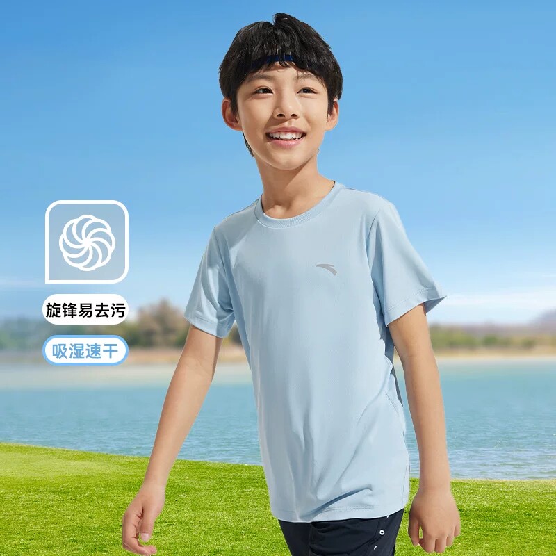 安踏儿童男女童针织短袖衫