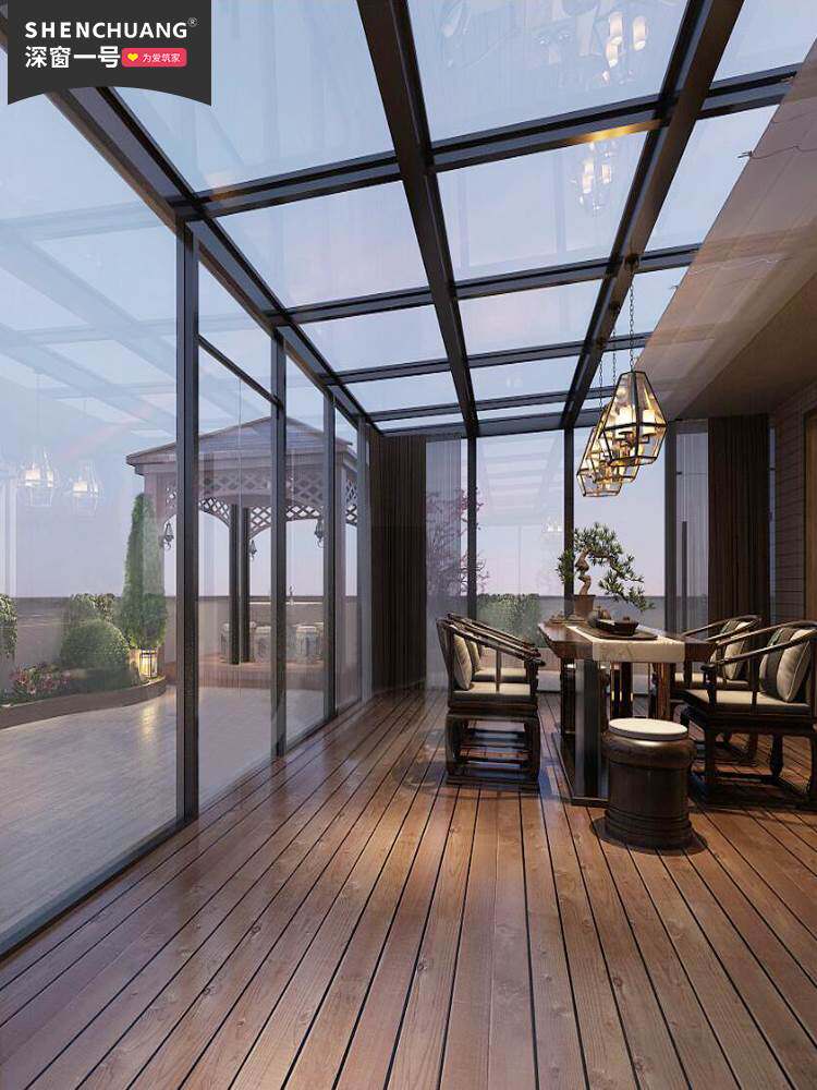 Villa Terrace Terrace Aluminum Alloy Yangguang Room Glass House Rain Shed Balcony Custom Patio Garden Outdoor Steel Frame Sunshine Shed-Taobao