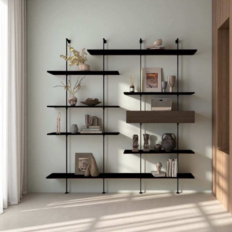 Wall-Mounted Integrated Storage Rack Bookshelf Minimalist Style Living Room Bedroom Floor-Standing Display Rack Multi-Layer Storage Shelf Wall-Mounted Integrated Storage Rack Bookshelf Minimalist Style Living Room Bedroom Floor-Standing Display Rack Multi-Layer Storage Shelf
