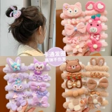 Демисезонный хвостик, детский милый аксессуар для волос, резинка для волос, в цветочек, с медвежатами