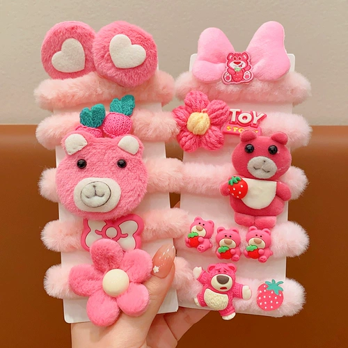 Демисезонный хвостик, детский милый аксессуар для волос, резинка для волос, в цветочек, с медвежатами