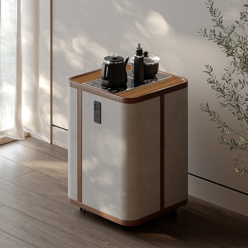 Modern Movable Tea Cabinet Tea Table Side Solid Wood Tea Cart Boiling Water Integrated Tea Table Black Walnut Living Room Side Table Modern Movable Tea Cabinet Tea Table Side Solid Wood Tea Cart Boiling Water Integrated Tea Table Black Walnut Living Room Side Table