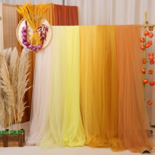 Orange maillard gauze curtain mesh fabric kindergarten natural corner autumn atmosphere decoration sun autumn harvest background