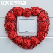 Switch cover fabric lace switch wall sticker socket dustproof protective cover household wedding light switch cover decoration