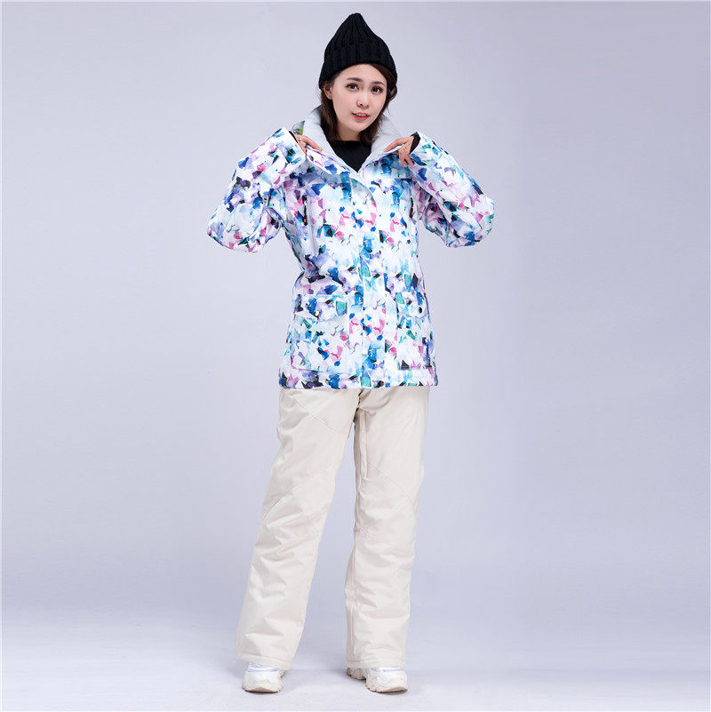Ski suit Suit Women Windproof waterproof warm and breathable abrasion resistant single double board Winter skiing clothes Snowland Tourist gear