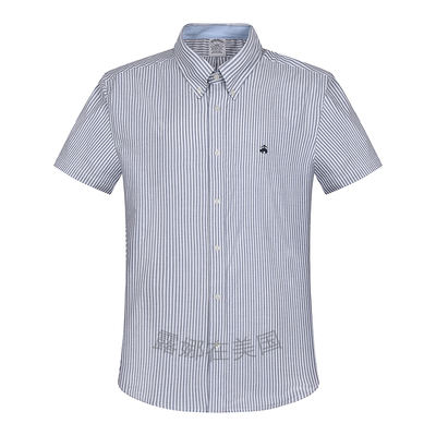 Genuine Booker American Brothers men's short-sleeved shirt summer business casual Oxford fabric button-down pointed collar shirt with stripes