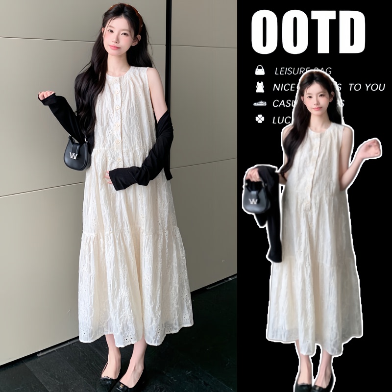 Maternity Dress Summer Lace Cut Out French Vest Dress + Sun Protection Clothing Two-Piece Set Maternity Wear 2026 New Style Maternity Dress Summer Lace Cut Out French Vest Dress + Sun Protection Clothing Two-Piece Set Maternity Wear 2026 New Style