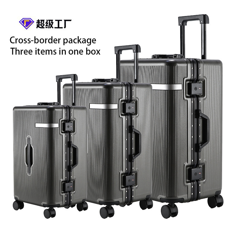 High-End Aluminum Frame Luggage Set, Three-Piece Set (20/24/ 28inch Inches), Travel Suitcase, Carry-On Suitcase, Password Lock Suitcase, Trolley Suitcase