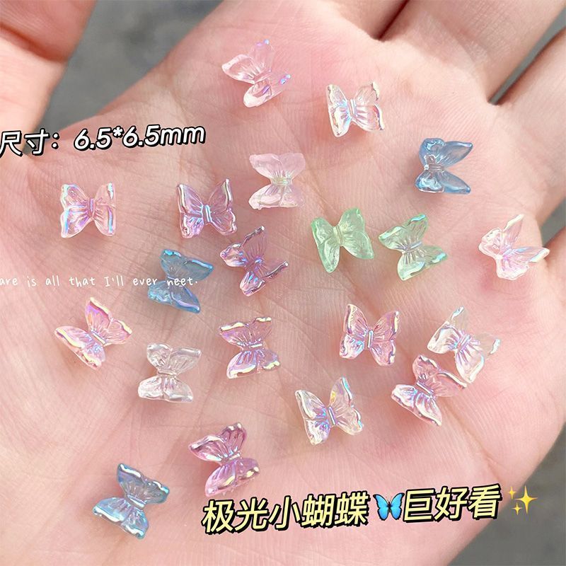 Aurora Nail Art Butterfly Charms Resin Transparent 3D New Nail Decoration Internet Sensation Popular Nail Salon Style