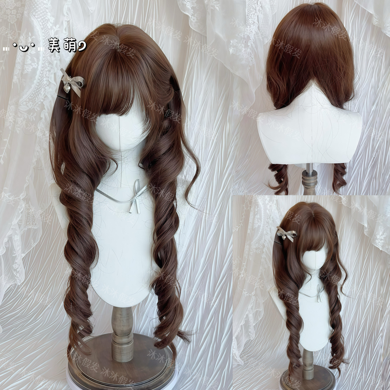 Finished Style: Wig in Ancient Japanese Lolita Style, Jellyfish Curls, Princess Hairstyle, Short Sideburns, Face-Framing Effect, Jk Full Wig Finished Style: Wig in Ancient Japanese Lolita Style, Jellyfish Curls, Princess Hairstyle, Short Sideburns, Face-Framing Effect, Jk Full Wig