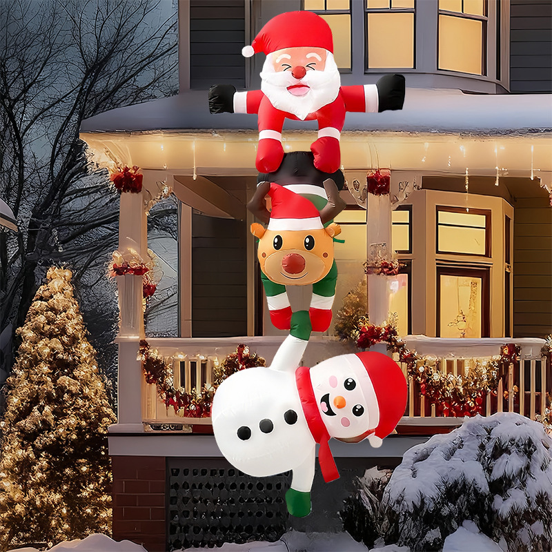 2.4m Christmas Inflatable Outdoor Decoration Hanging Ornament Santa Claus with Reindeer Snowman Inflatable Model for Yard Roof 2.4m Christmas Inflatable Outdoor Decoration Hanging Ornament Santa Claus with Reindeer Snowman Inflatable Model for Yard Roof