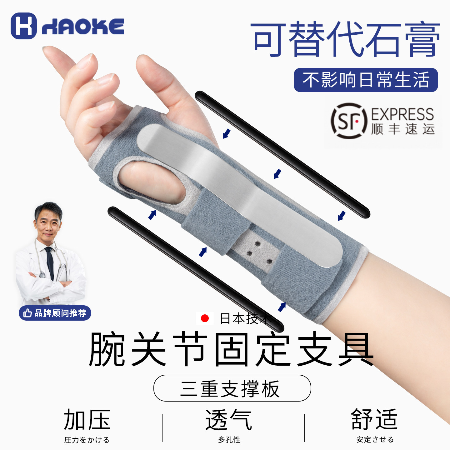 医用护腕手腕骨折固定器腕关节劳损扭伤腱鞘护套康复支具夹板男女