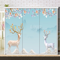 New 3D painted wardrobe sliding door Sliding door Painted wardrobe door Modern simple sliding sliding door